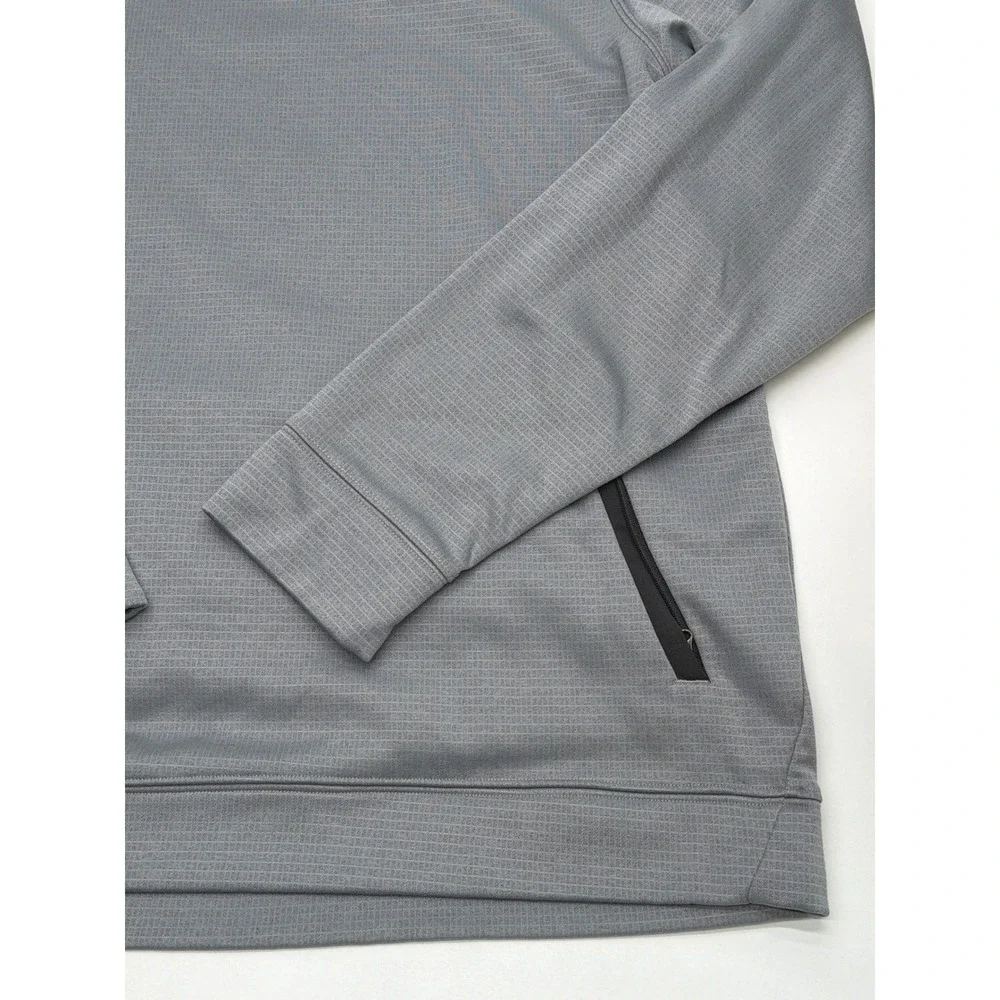 The North Face Mens Grey Grid Fleece Pullover Hoodie Size L Zippered Pockets